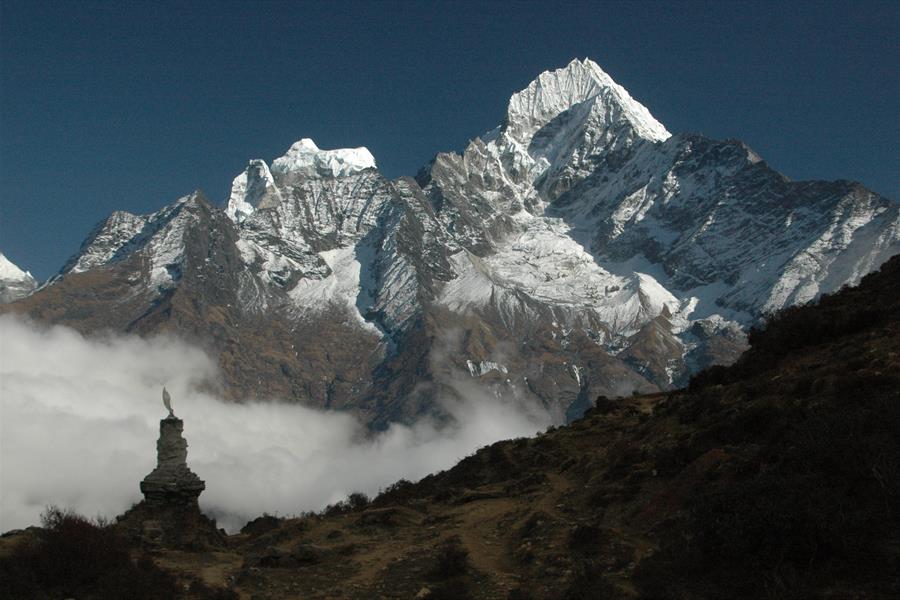 View of the mountains from Khumjung Village, Nepal View of the mountains from Khumjung Village, Nepal