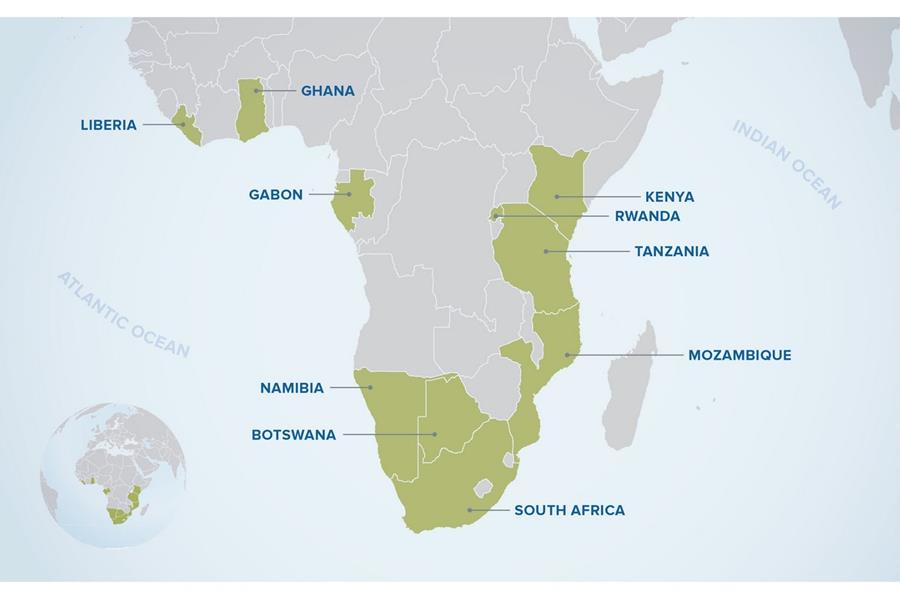 A map showing signatory nations of the Gaborone Declaration for Sustainability in Africa